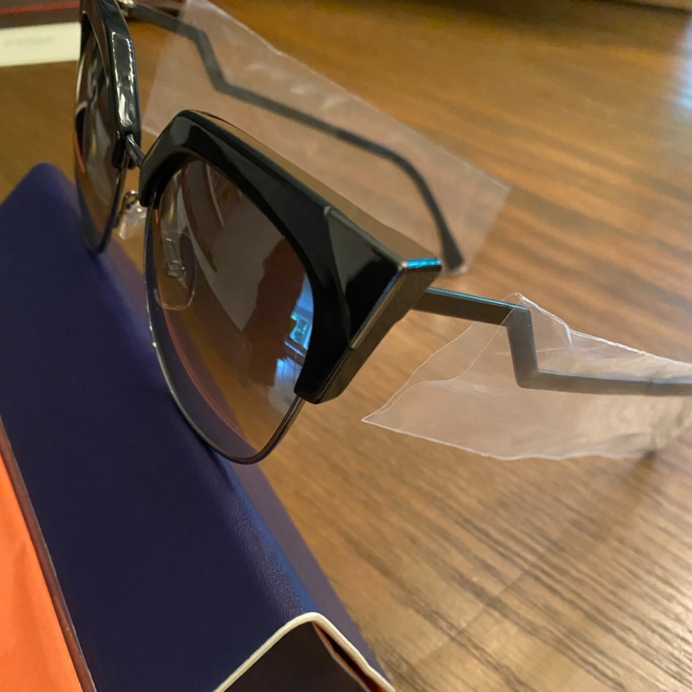 Fendi Iridia Black Silver Cat Eye Sunglasses - Picture 2 of 5